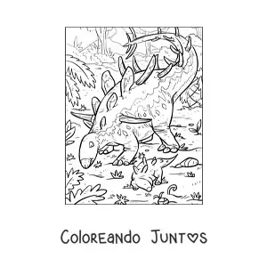 Imagen para colorear de kentrosaurio herbívoro animado