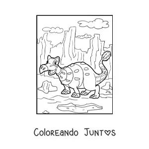 Imagen para colorear de anquilosaurio herbívoro animado