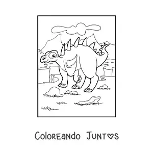 Imagen para colorear de dinosaurio paranthodon herbívoro animado