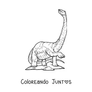 Imagen para colorear de dinosaurio de cuello largo y cola larga realista