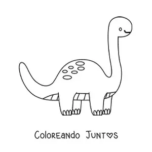 Imagen para colorear de dinosaurio de cuello largo animado