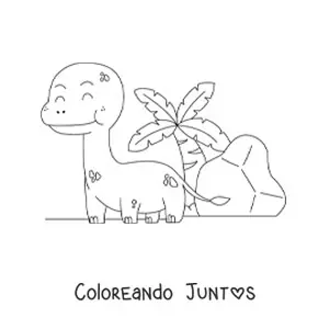 Imagen para colorear de dinosaurio de cuello largo bebé animado