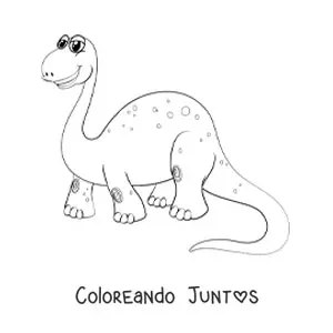 Imagen para colorear de caricatura de un dinosaurio de cuello largo