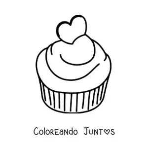 Imagen para colorear de un cupcake con corazón