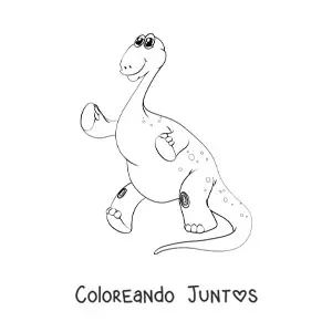 Imagen para colorear de dinosaurio de cuello largo en dos patas