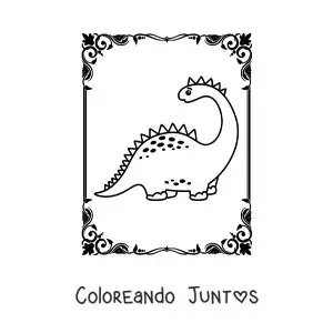 Imagen para colorear de dinosaurio de cuello largo bonito animado