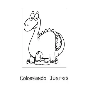 Imagen para colorear de dinosaurio de cuello largo grande en caricatura