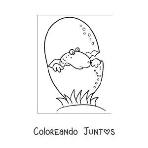 Imagen para colorear de dinosaurio animado saliendo del huevo