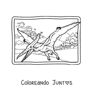 Imagen para colorear de dinosaurio volador realista