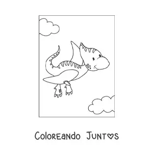 Imagen para colorear de dinosaurio volador bebé tierno