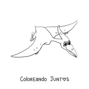 Imagen para colorear de dinosaurio volador animado