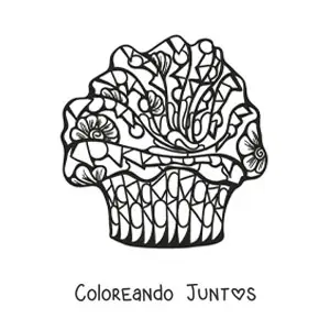Imagen para colorear de un cupcake con figuras geométricas