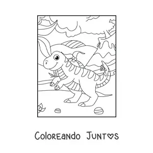 Imagen para colorear de dinosaurio carnívoro bípedo tierno