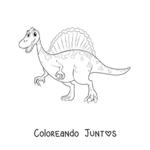 Imagen para colorear de dinosaurio carnívoro animado sonriendo