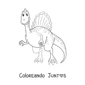 Imagen para colorear de dinosaurio carnívoro animado fácil