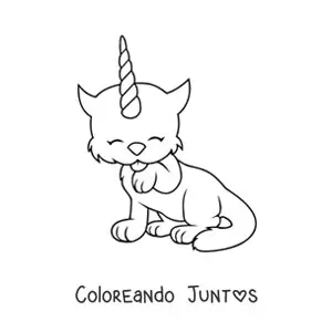 Imagen para colorear de gato unicornio