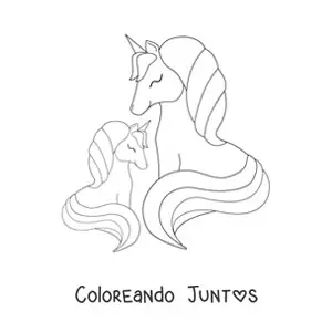 Imagen para colorear de familia de unicornios