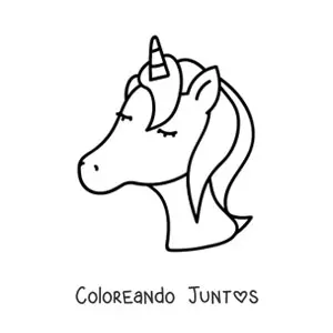 Imagen para colorear de cabeza de unicornio kawaii
