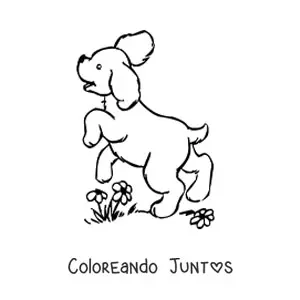 Imagen para colorear de cachorro animado saltando