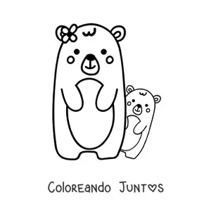 Imagen para colorear de mamá y bebé oso