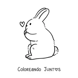 Imagen para colorear de conejo con corazón