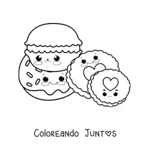 Imagen para colorear de galletas kawaii