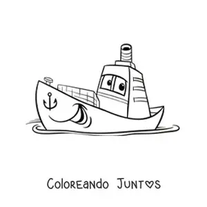 Imagen para colorear de barco animado