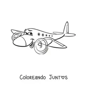 Imagen para colorear de avión animado