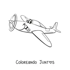 Imagen para colorear de avióneta animada
