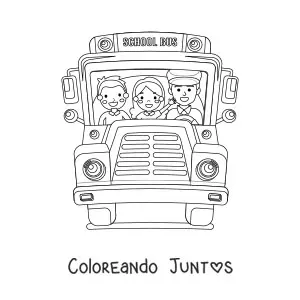 Imagen para colorear de autobús escolar con alumnos