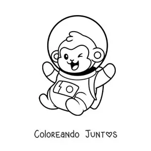 Imagen para colorear de mono astronauta animado
