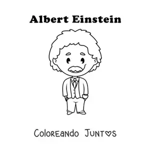 Imagen para colorear de Albert Einstein kawaii