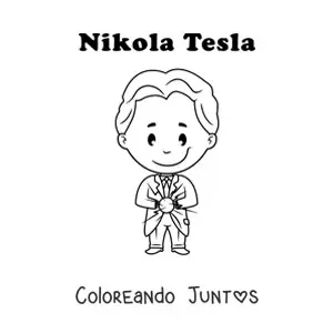 Imagen para colorear de Nikola Tesla kawaii