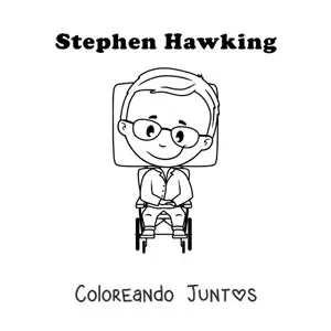 Imagen para colorear de Stephen Hawking kawaii
