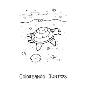 Imagen para colorear de tortuga en la playa