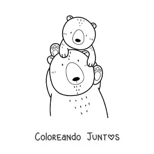 Imagen para colorear de papá oso con su cría