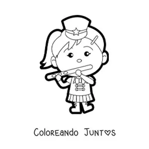 Imagen para colorear de niña flautista en banda marcial