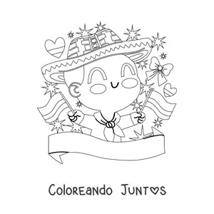 Imagen para colorear de niño con bandera de Colombia