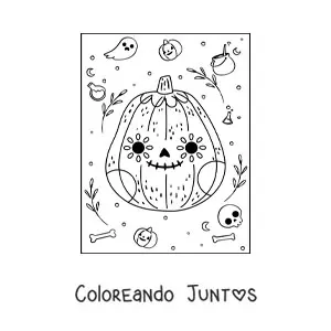 Imagen para colorear de calabaza de Halloween mexicana
