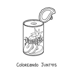 Imagen para colorear de una lata de piña abierta