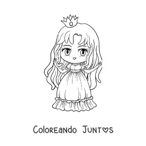 Imagen para colorear de princesa kawaii chibi estilo anime