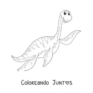 Imagen para colorear de dinosaurio marino de cuello largo animado