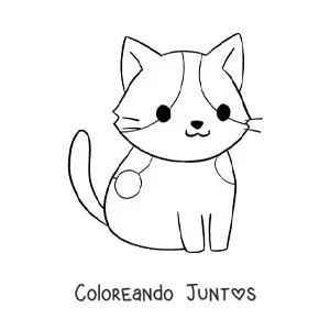 Imagen para colorear de gato kawaii animado fácil