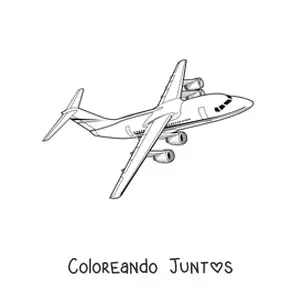 Imagen para colorear de un avión comercial volando de lado