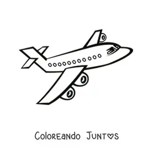 Imagen para colorear de un avión comercial volando de lado