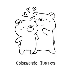 Imagen para colorear de pareja de osos kawaii