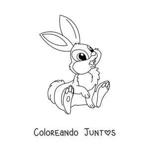 Imagen para colorear de conejo kawaii animado en caricatura
