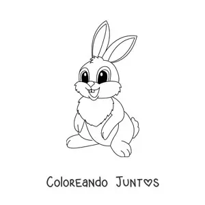 Imagen para colorear de conejo tierno animado en caricatura