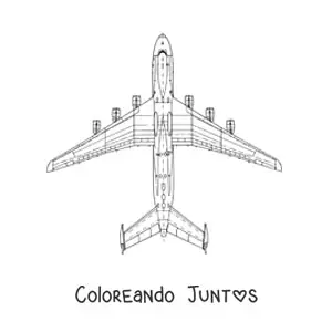 Imagen para colorear de la vista superior de un avión