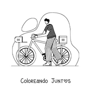 Imagen para colorear de cartero en bicicleta entregando cartas